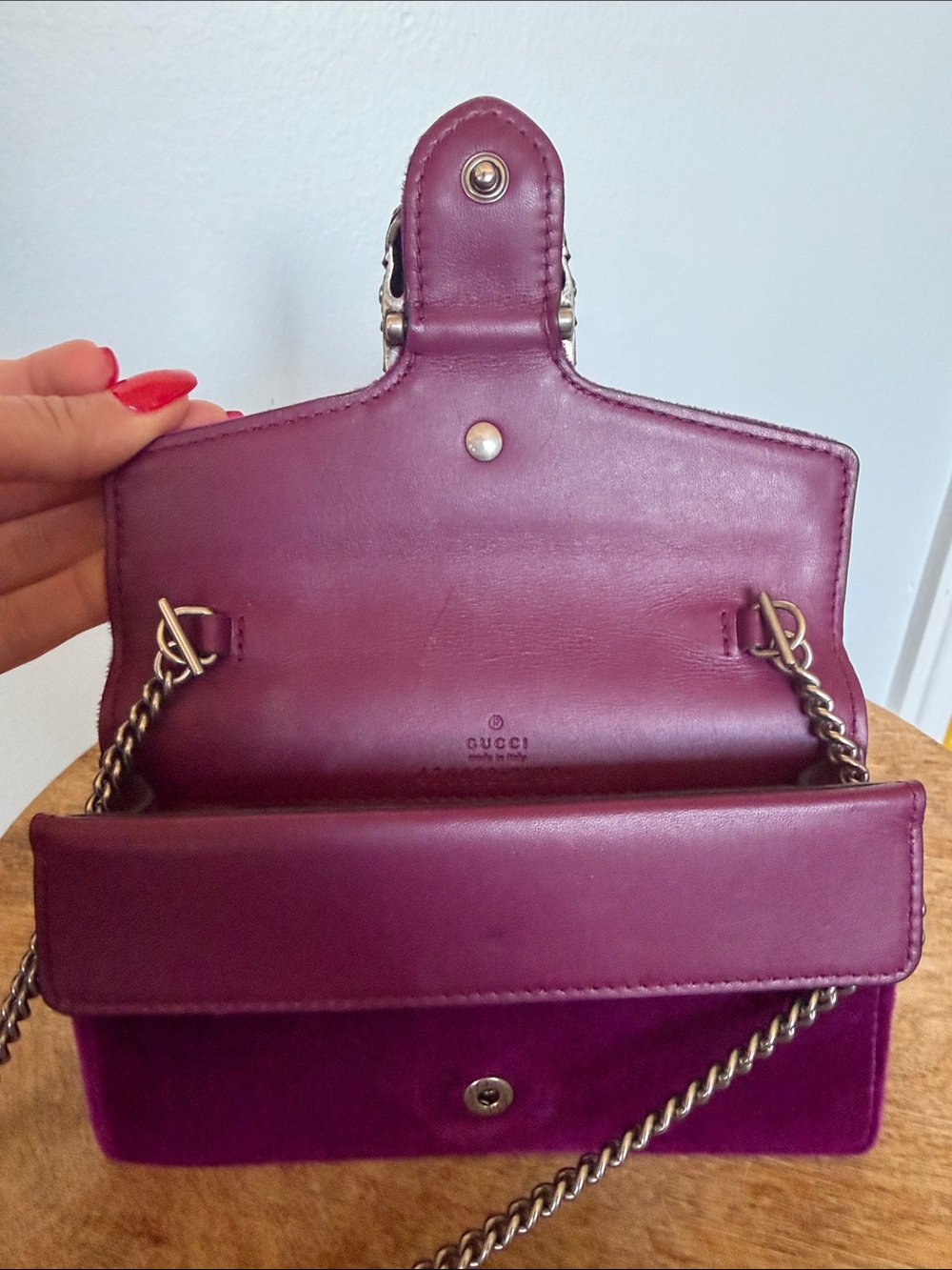 Gucci Dionysus Super Mini Purple Velvet Crystal Chain Crossbody Bag - Picture 9 of 12
